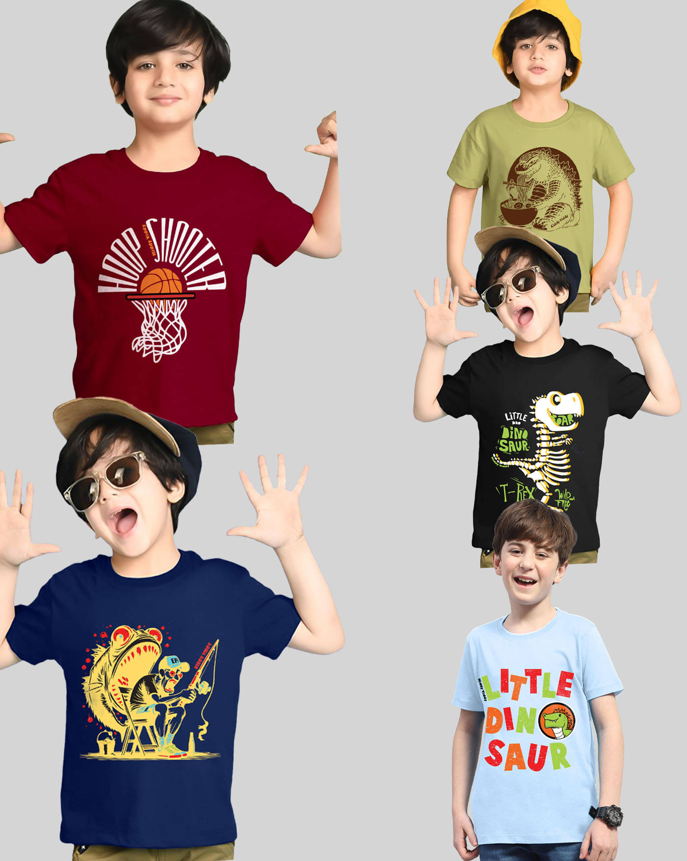     			KIDDY VIDDY Pack of 5 Boys Cotton Blend T-Shirt ( Black )