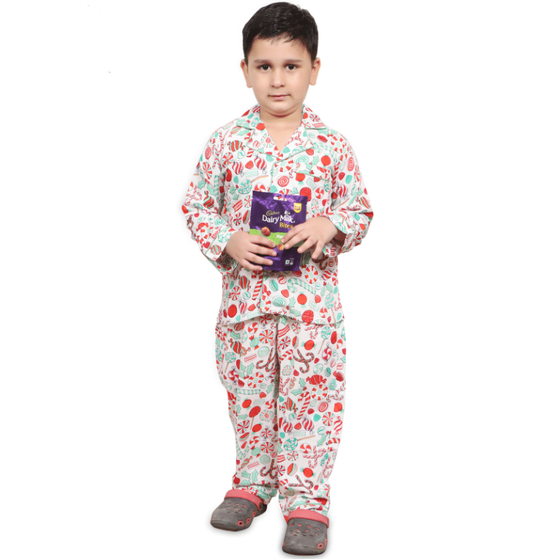     			KMEXIM Pack of 1 Boys 100% Cotton Nightsuit Set ( White )