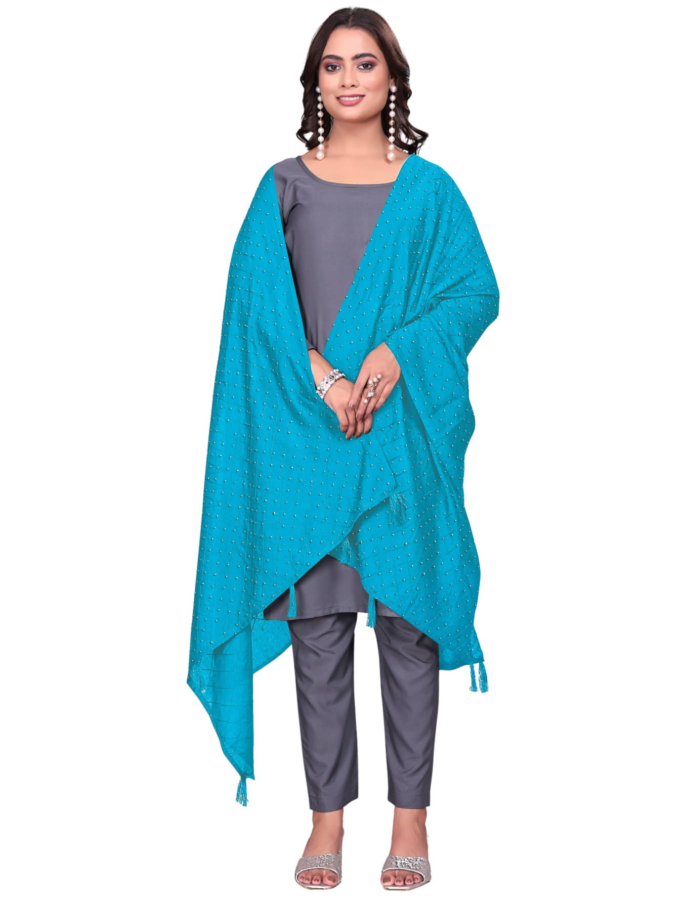 Kemza Women Chanderi Dupatta ( Light Blue , Pack of 1 ) Kemza Women Chanderi Dupatta ( Light Blue , Pack of 1 )