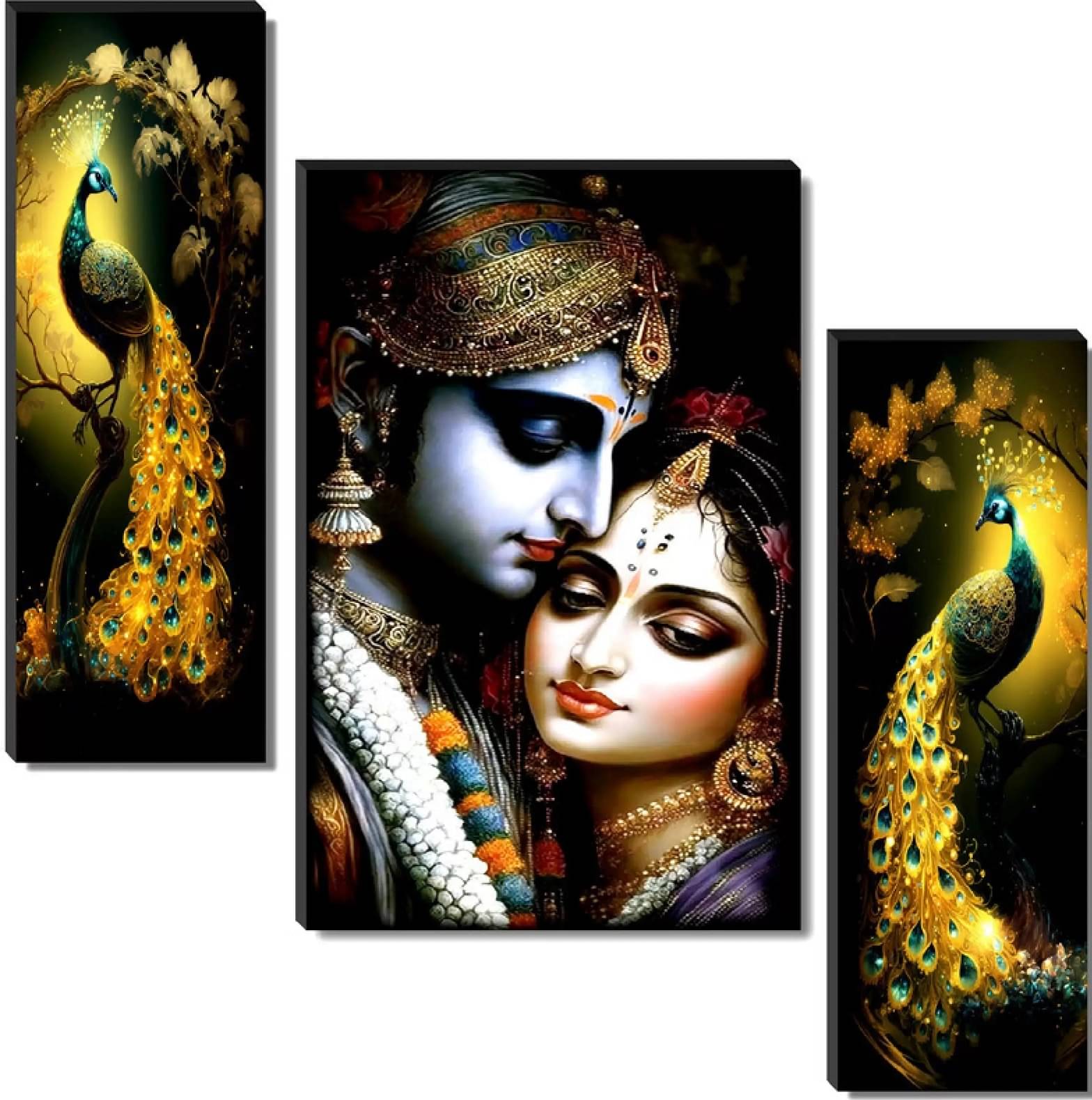 MahiArt Set Of 3 Radha Krishna Wall Paintings For Living Room Gift Items 12 x 18 inch MahiArt Set Of 3 Radha Krishna Wall Paintings For Living Room Gift Items 12 x 18 inch