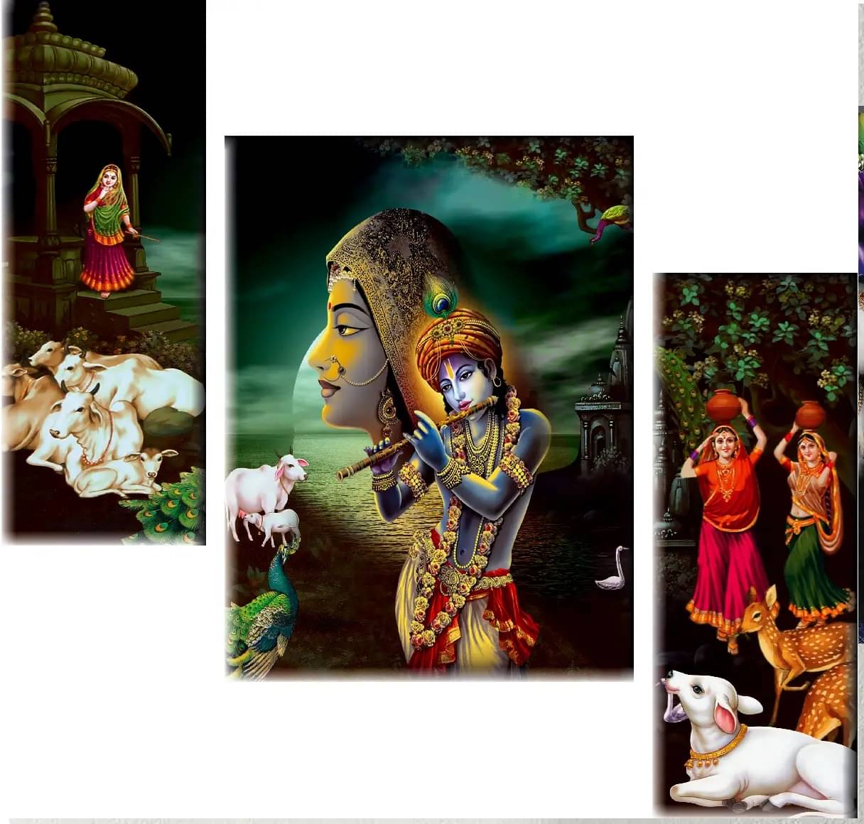     			MahiArt Set Of 3 Radha Krishna Wall Paintings For Living Room Gift Items 12 x 18 inch