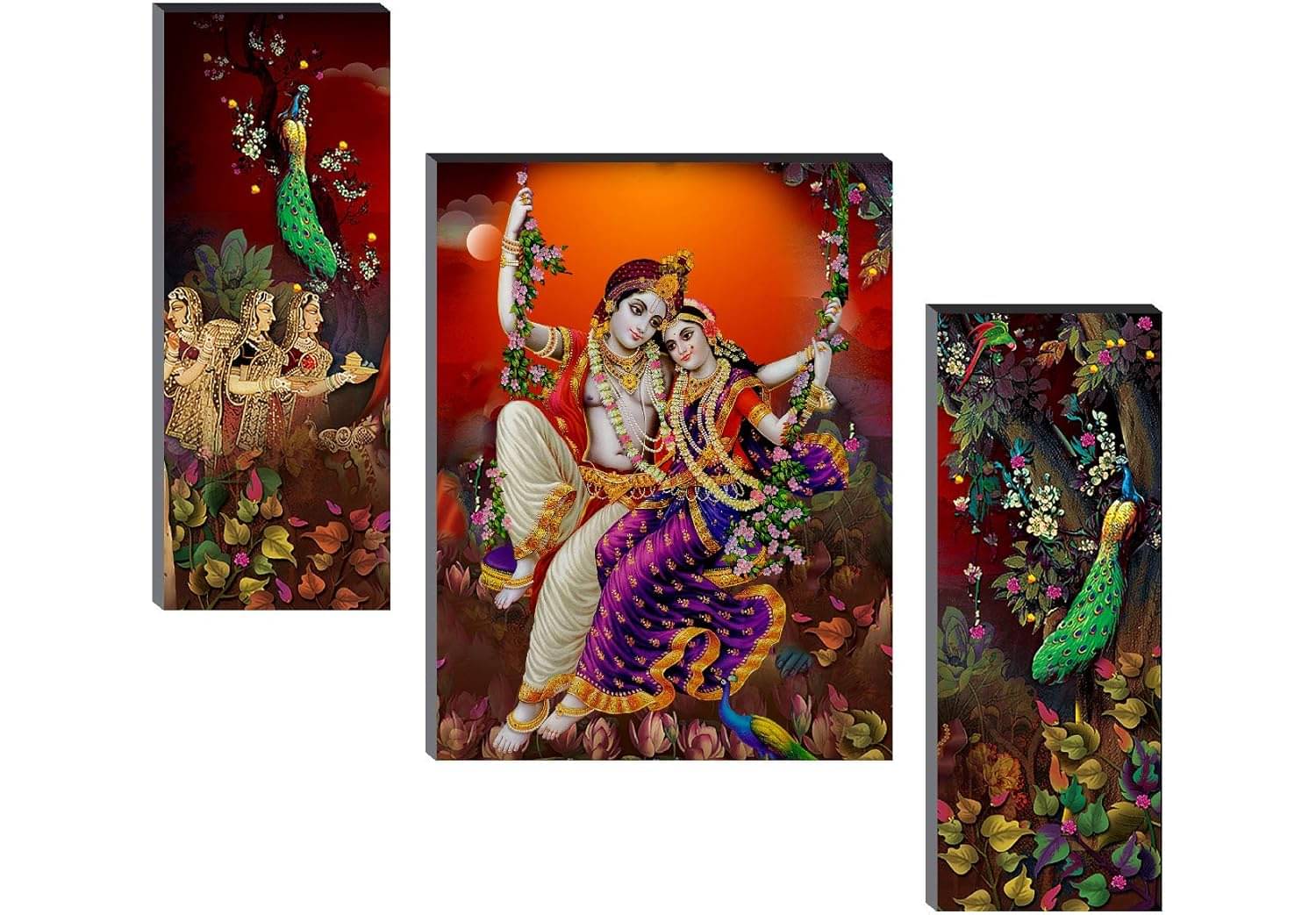     			MahiArt Set Of 3 Radha Krishna Wall Paintings For Living Room Gift Items 12 x 18 inch