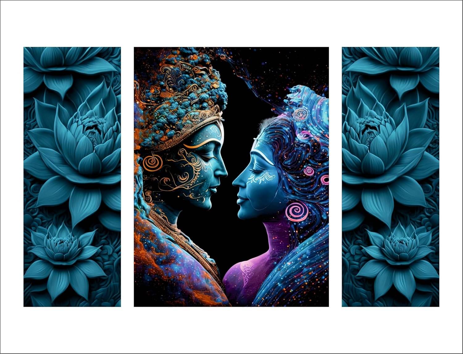     			MahiArt Set Of 3 Radha Krishna Wall Paintings For Living Room Gift Items 12 x 18 inch