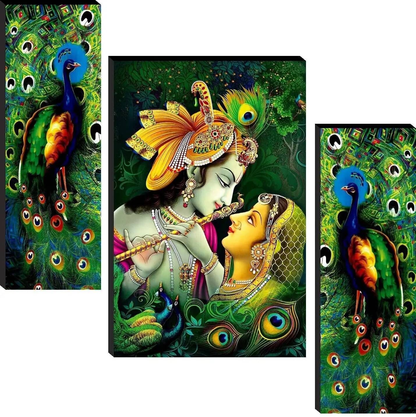 MahiArt Set Of 3 Radha Krishna Wall Paintings For Living Room Gift Items 12 x 18 inch MahiArt Set Of 3 Radha Krishna Wall Paintings For Living Room Gift Items 12 x 18 inch