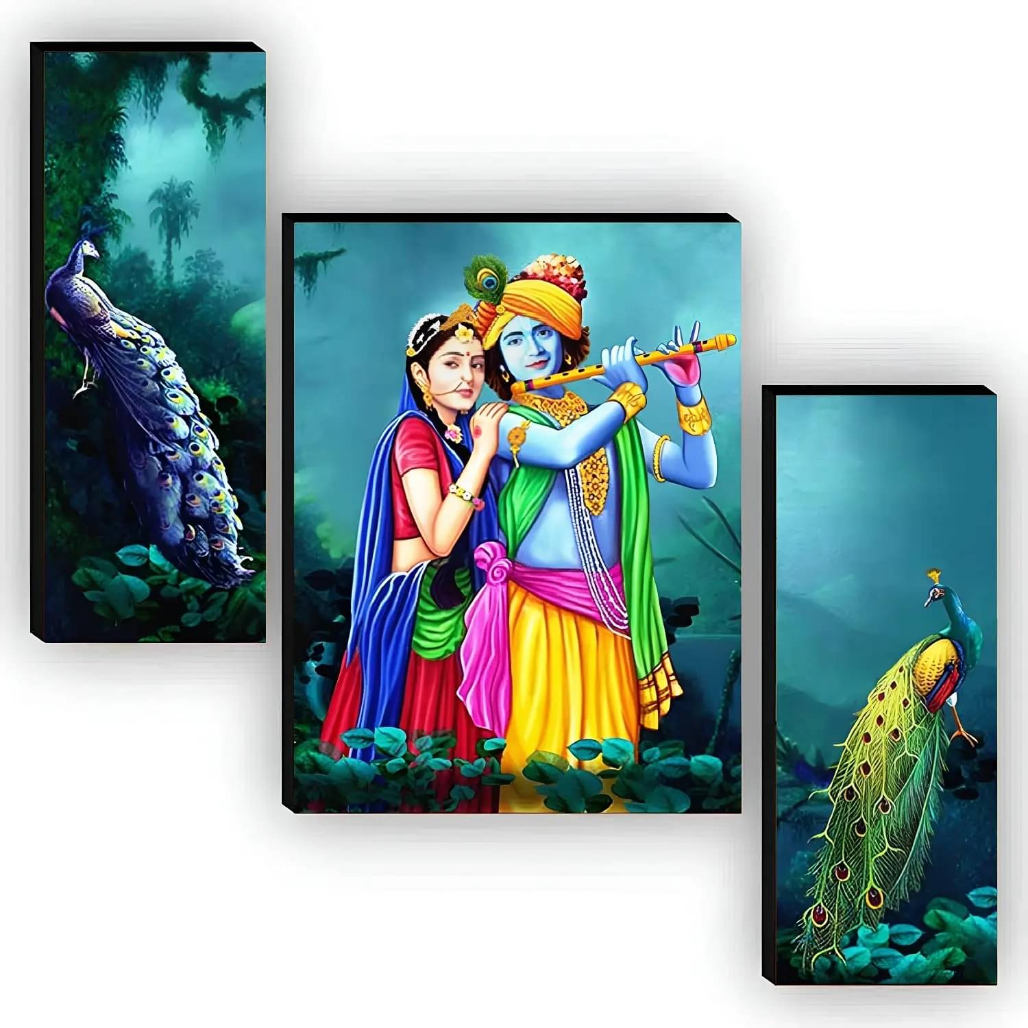 MahiArt Set Of 3 Radha Krishna Wall Paintings For Living Room Gift Items 12 x 18 inch MahiArt Set Of 3 Radha Krishna Wall Paintings For Living Room Gift Items 12 x 18 inch