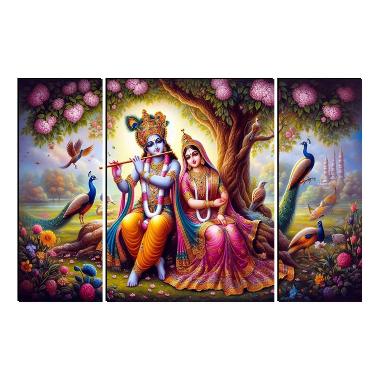MahiArt Set Of 3 Radha Krishna Wall Paintings For Living Room Gift Items 12 x 18 inch MahiArt Set Of 3 Radha Krishna Wall Paintings For Living Room Gift Items 12 x 18 inch