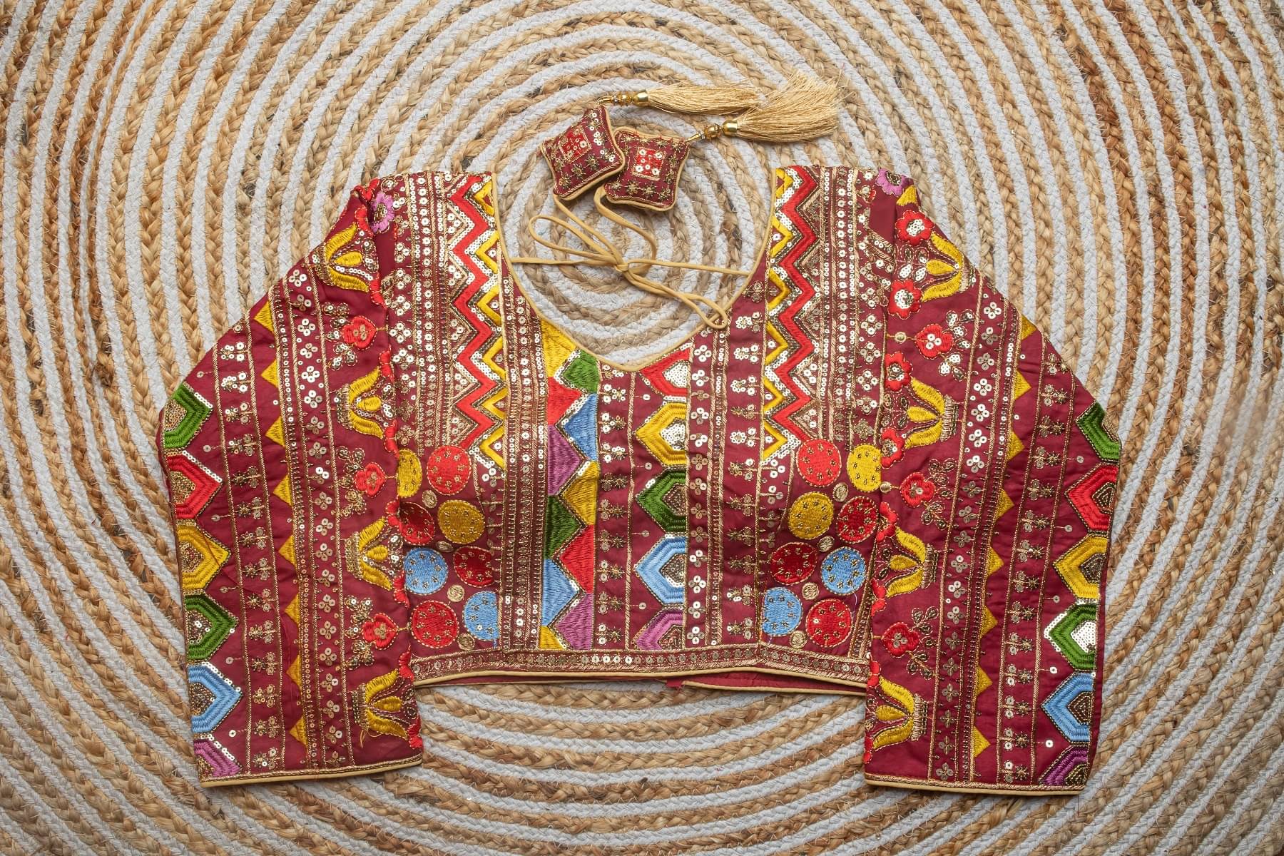     			Modern Mughals Maroon Readymade with Pad Georgette Women's Blouse ( Pack of 1 )