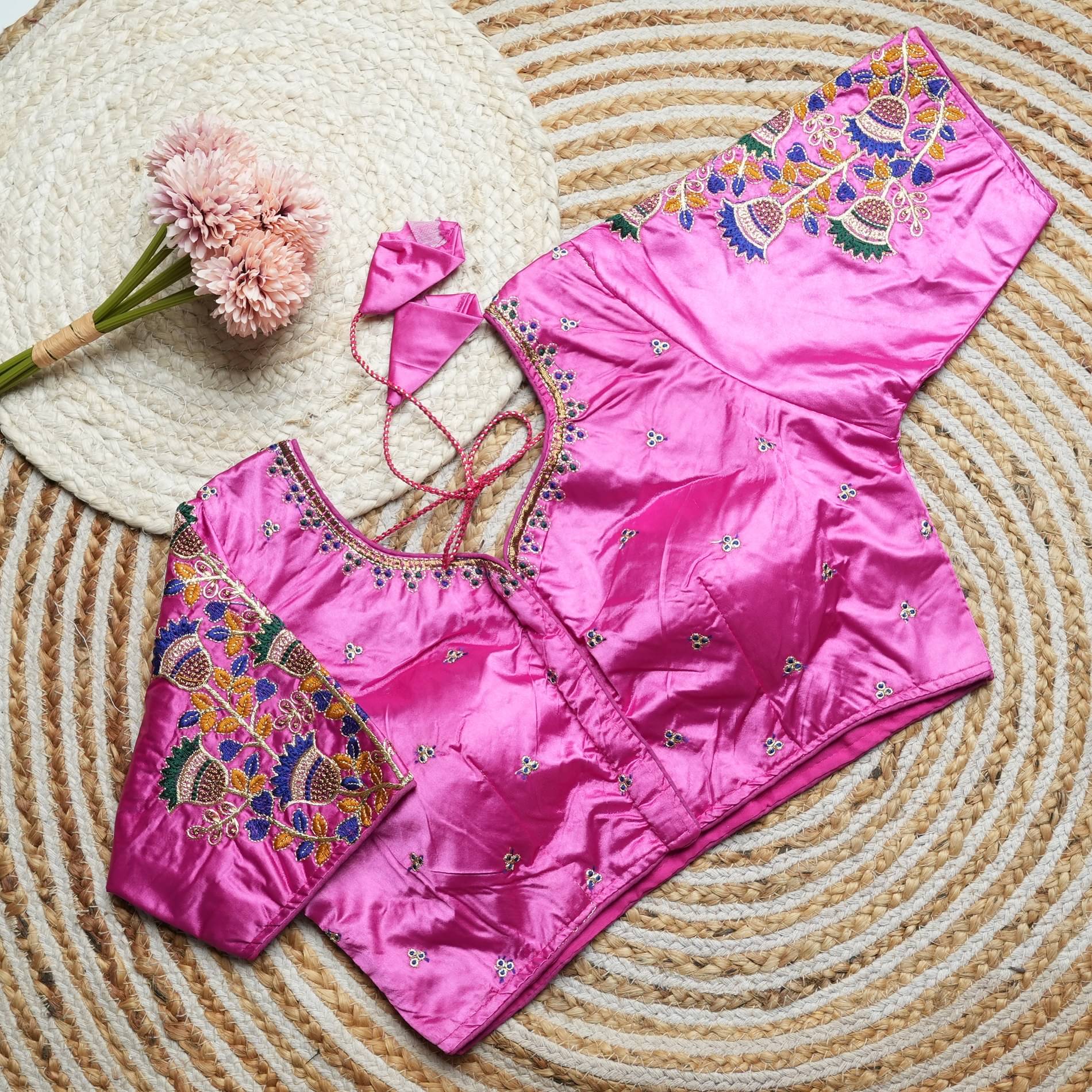    			Modern Mughals Rani Readymade with Pad Satin Women's Blouse ( Pack of 1 )