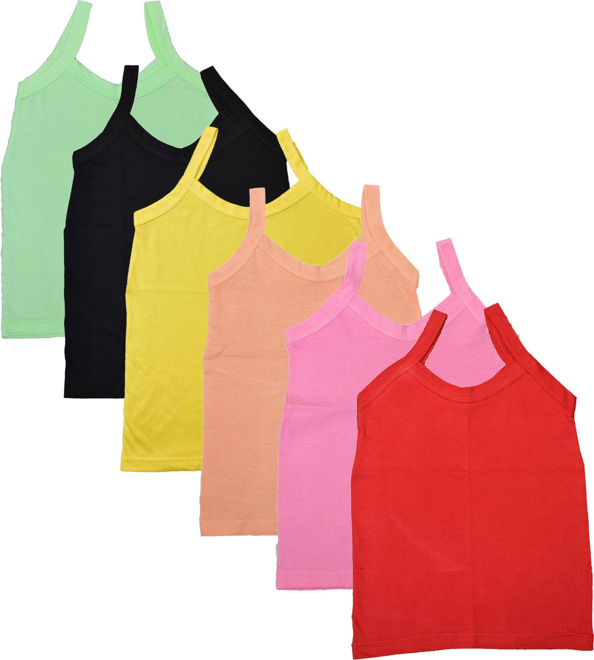 NEW TRINATH HOSIERY Pack of 6 Girls Cotton Camisoles ( Multicolor ) NEW TRINATH HOSIERY Pack of 6 Girls Cotton Camisoles ( Multicolor )