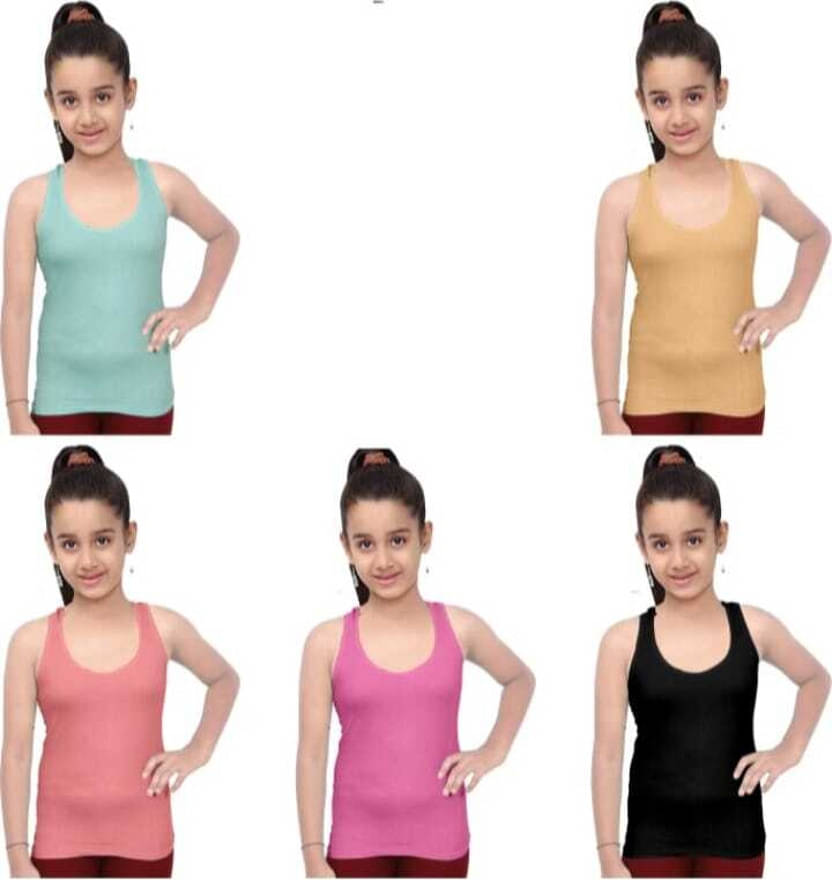 NEW TRINATH HOSIERY Pack of 5 Girls Cotton Camisoles ( Multicolor 13 ) NEW TRINATH HOSIERY Pack of 5 Girls Cotton Camisoles ( Multicolor 13 )