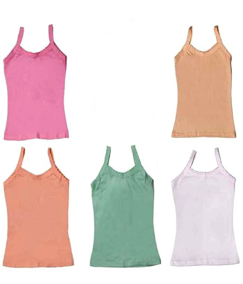 NEW TRINATH HOSIERY Pack of 5 Girls Cotton Camisoles ( Multicolor 9 ) NEW TRINATH HOSIERY Pack of 5 Girls Cotton Camisoles ( Multicolor 9 )