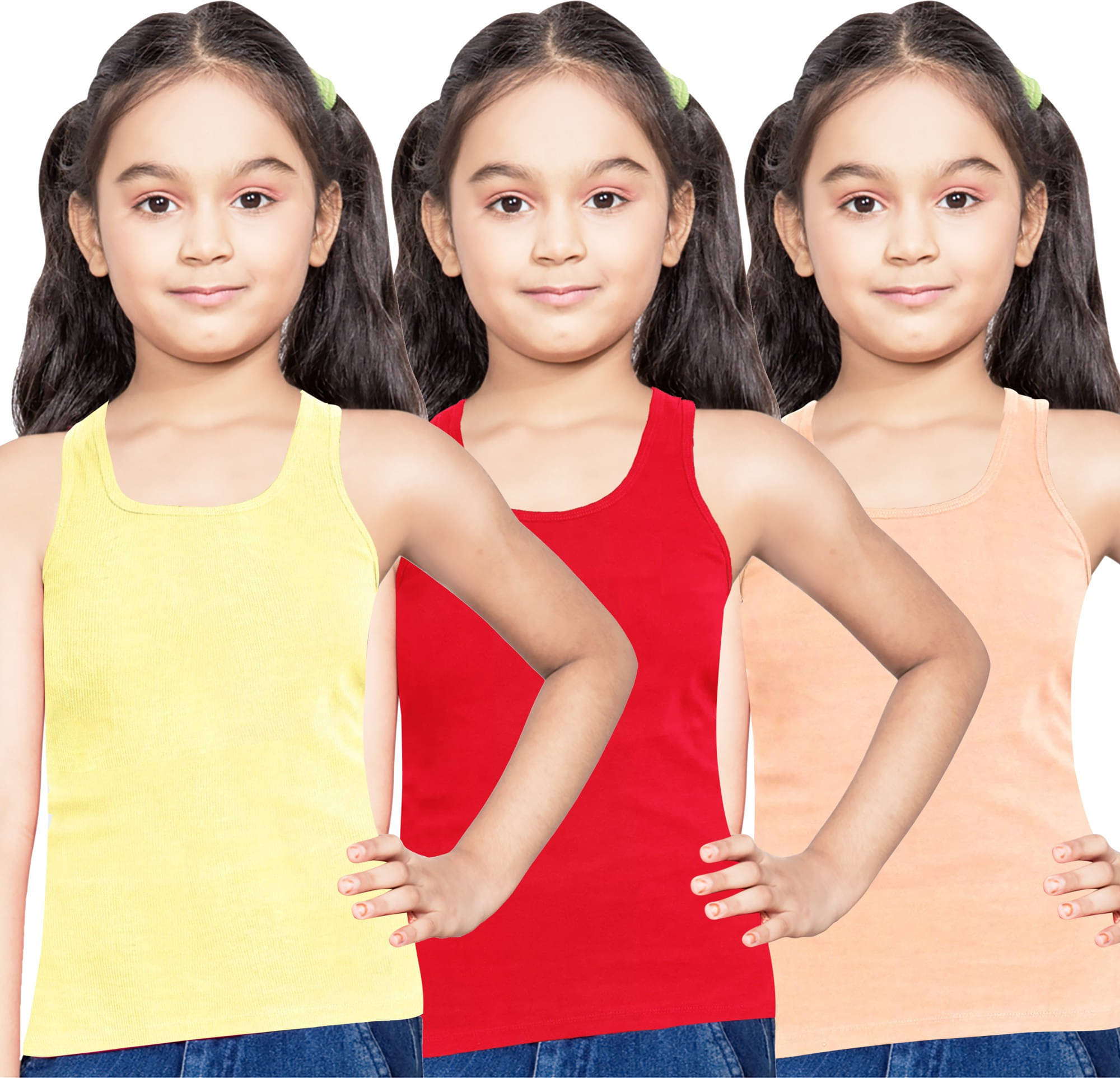     			NEW TRINATH HOSIERY Pack of 3 Baby Girls Cotton Blend Camisoles ( Multicolor )