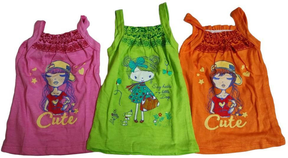 NEW TRINATH HOSIERY Pack of 3 Baby Girls Cotton Camisoles ( Multicolor ) NEW TRINATH HOSIERY Pack of 3 Baby Girls Cotton Camisoles ( Multicolor )