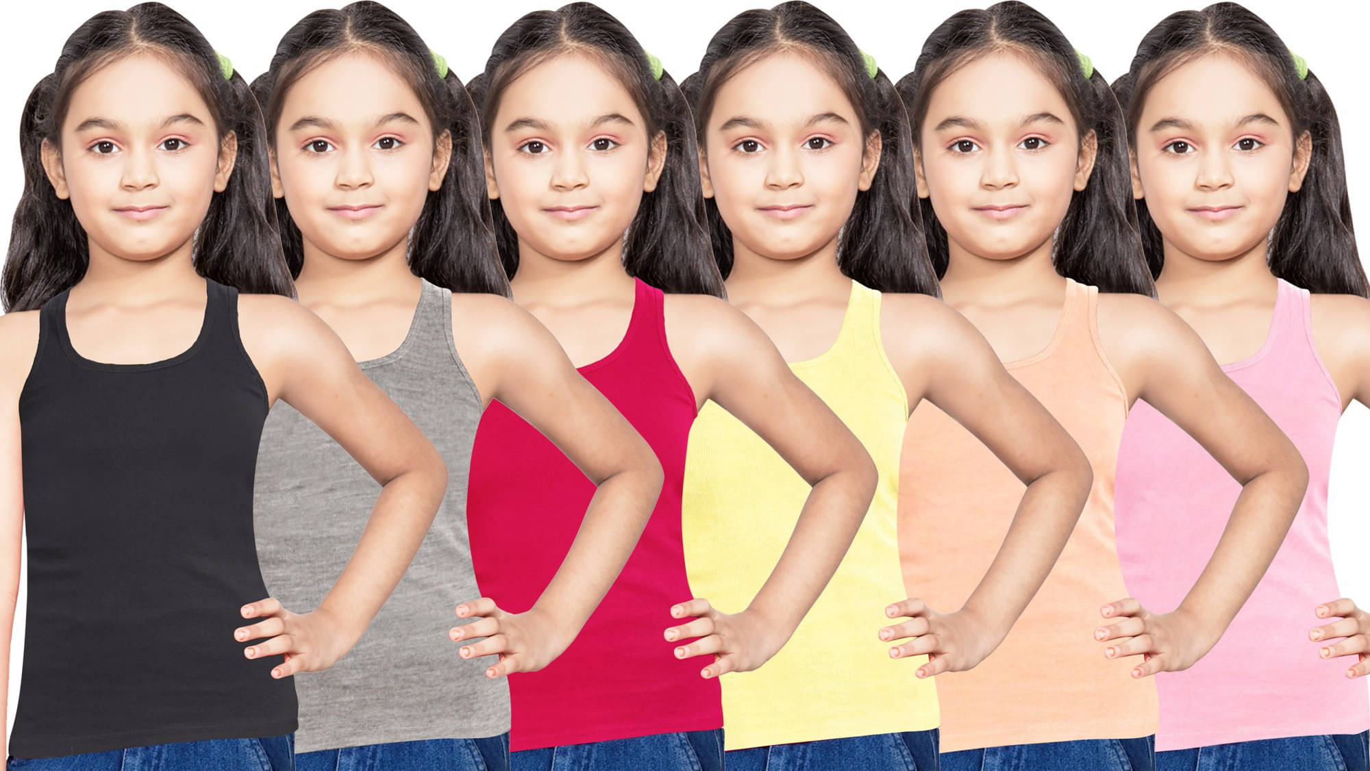     			NEW TRINATH HOSIERY Pack of 6 Baby Girls Cotton Blend Camisoles ( Multicolor )