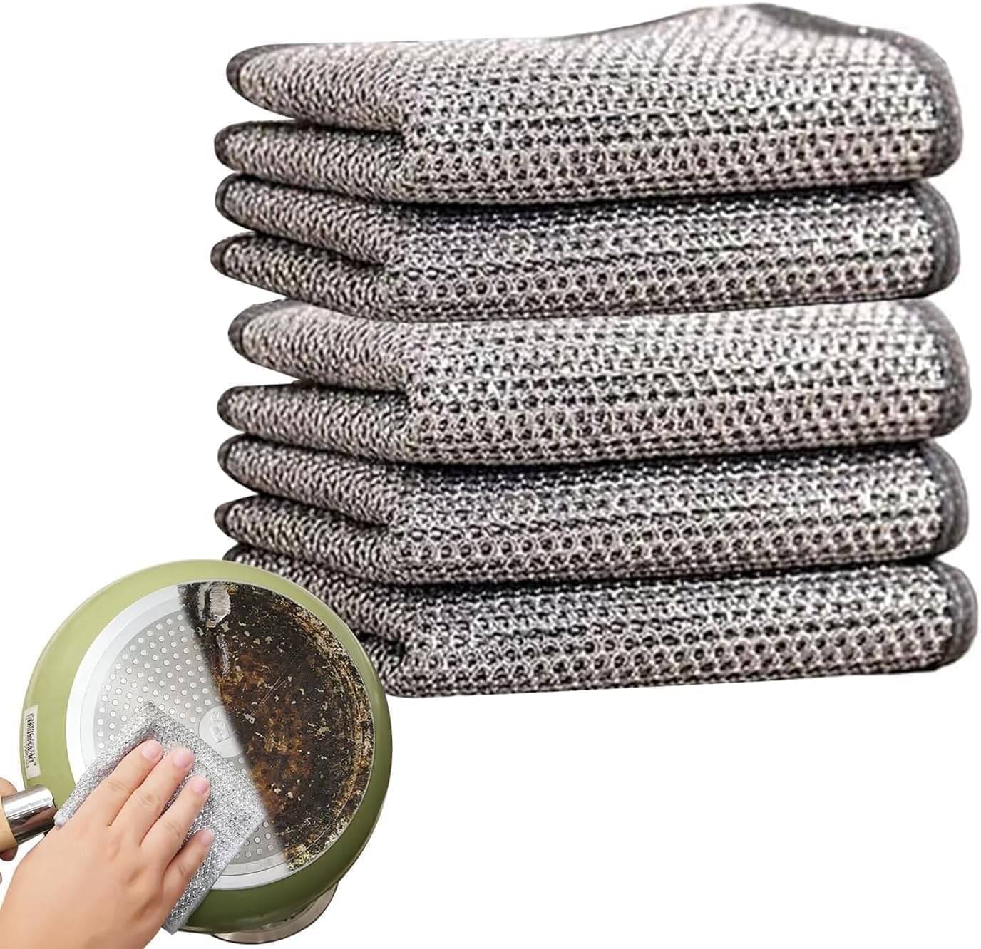     			Non-Scratch Dish Wash Cloth (Pack of 12), Steel Wire Dishwashing Rags for Wet and Dry Stainless Steel Scrubber Non-Scratch Wire Dishcloth for Washing Dishes Sinks Counters (12)
