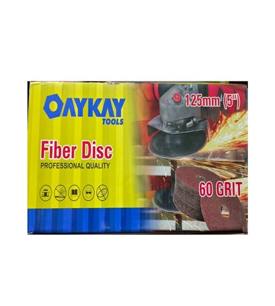     			OAYKAY TOOLS 125MM (5") FIBER DISC PROFESSIONAL QUALITY 60 GRIT PACK OF 50