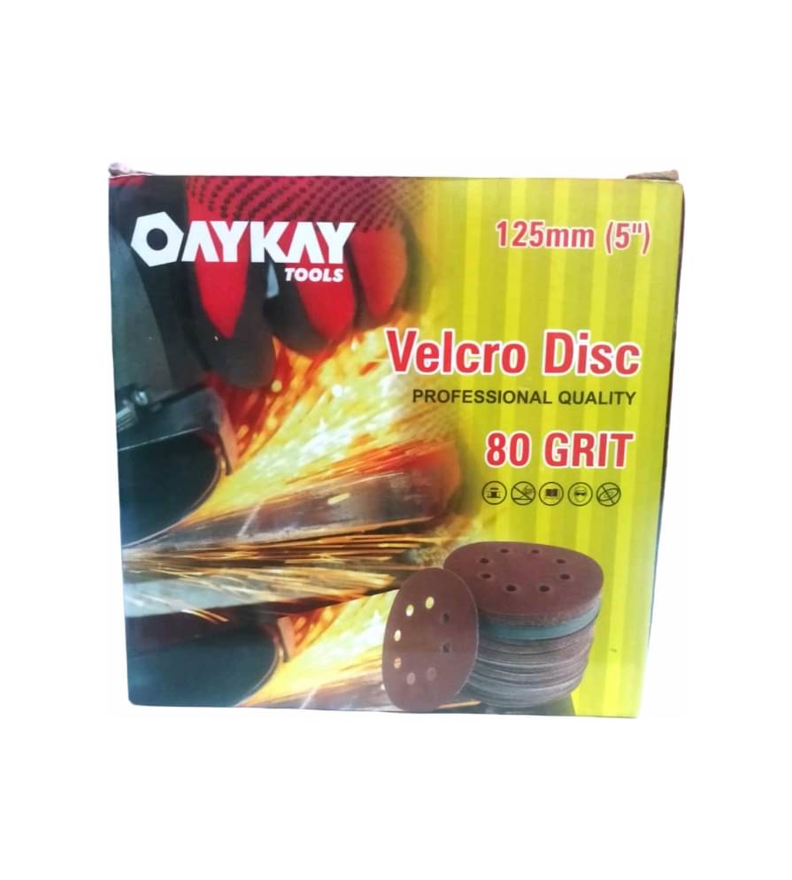OAYKAY TOOLS VELCRO DISC 125MM (5") PROFESSIONALS QUALITY 80 GRIT PACK OF 100 OAYKAY TOOLS VELCRO DISC 125MM (5") PROFESSIONALS QUALITY 80 GRIT PACK OF 100