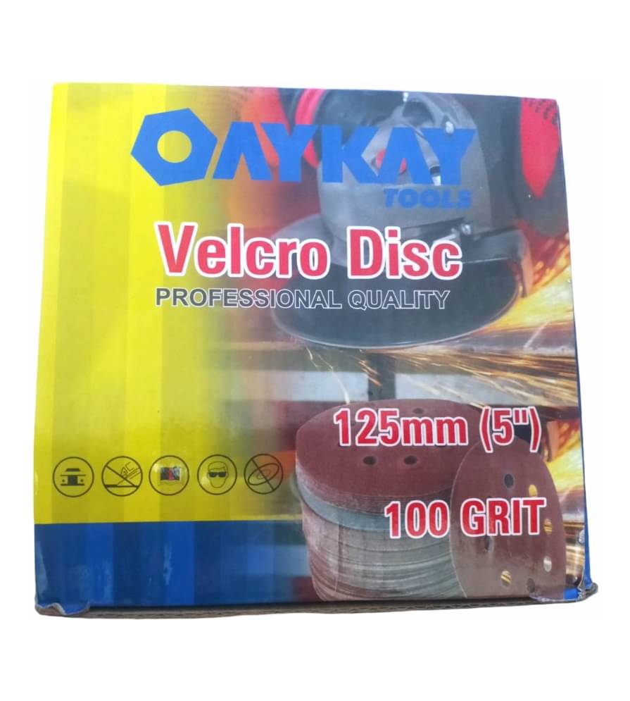 OAYKAY TOOLS VELCRO DISC 125MM (5") PROFESSIONALS QUALITY 100 GRIT PACK OF 100 OAYKAY TOOLS VELCRO DISC 125MM (5") PROFESSIONALS QUALITY 100 GRIT PACK OF 100