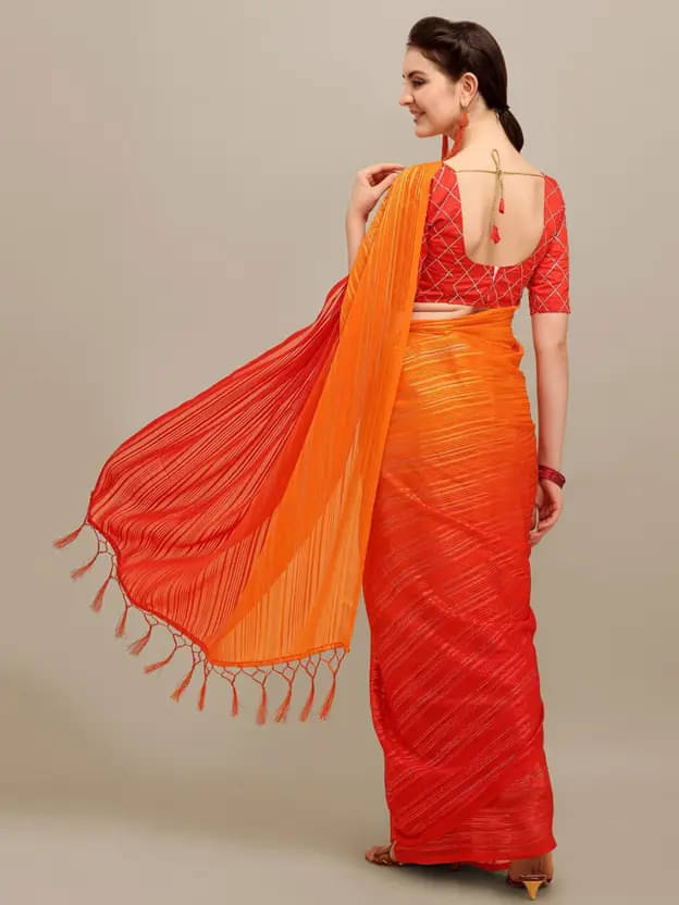 PMD Fashion Georgette Dyed Banarasi saree With Unstitched Blouse Piece ( Multicolor ) PMD Fashion Georgette Dyed Banarasi saree With Unstitched Blouse Piece ( Multicolor )