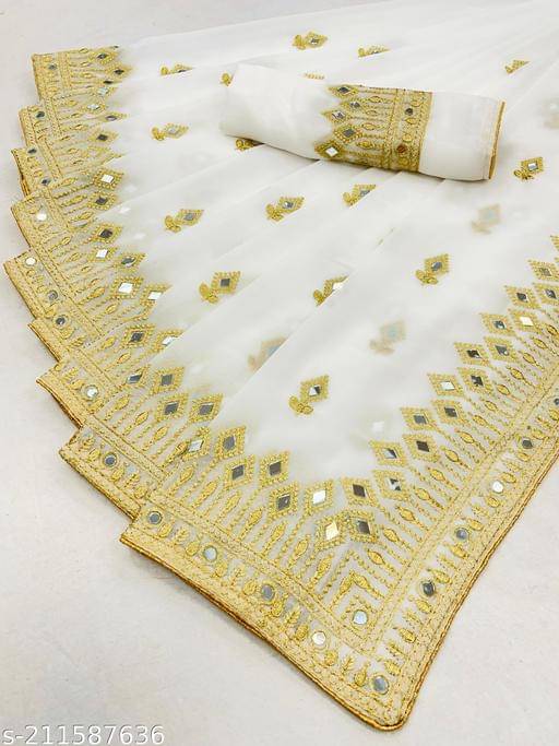     			PMD Fashion Georgette Embellished Banarasi saree With Unstitched Blouse Piece ( Multicolor )