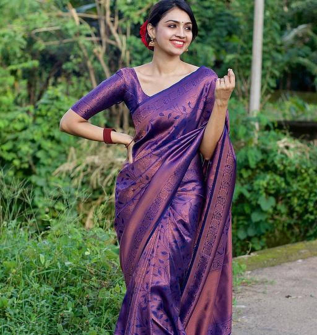 PMD Fashion Jacquard Woven Banarasi saree With Unstitched Blouse Piece ( Multicolor ) PMD Fashion Jacquard Woven Banarasi saree With Unstitched Blouse Piece ( Multicolor )