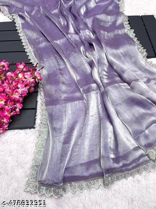     			PMD Fashion Silk Embellished Banarasi saree With Unstitched Blouse Piece ( Lavender )