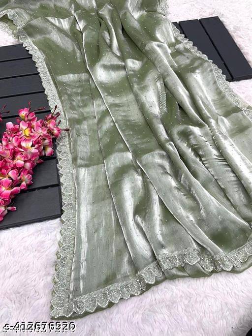 PMD Fashion Silk Embellished Banarasi saree With Unstitched Blouse Piece ( Sea Green ) PMD Fashion Silk Embellished Banarasi saree With Unstitched Blouse Piece ( Sea Green )