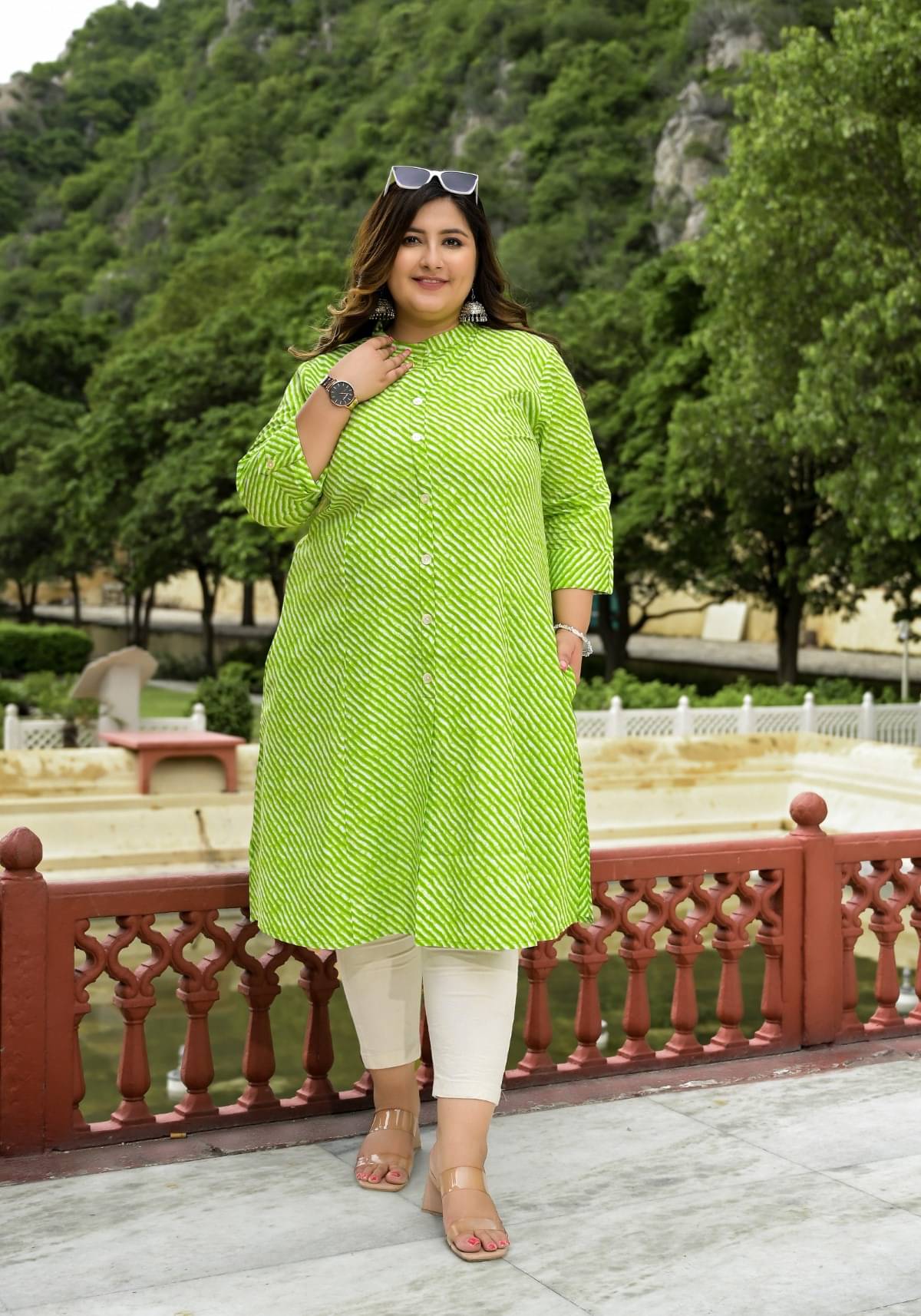    			Ropa De Moda Women Cotton Printed A-line Kurti ( Green )
