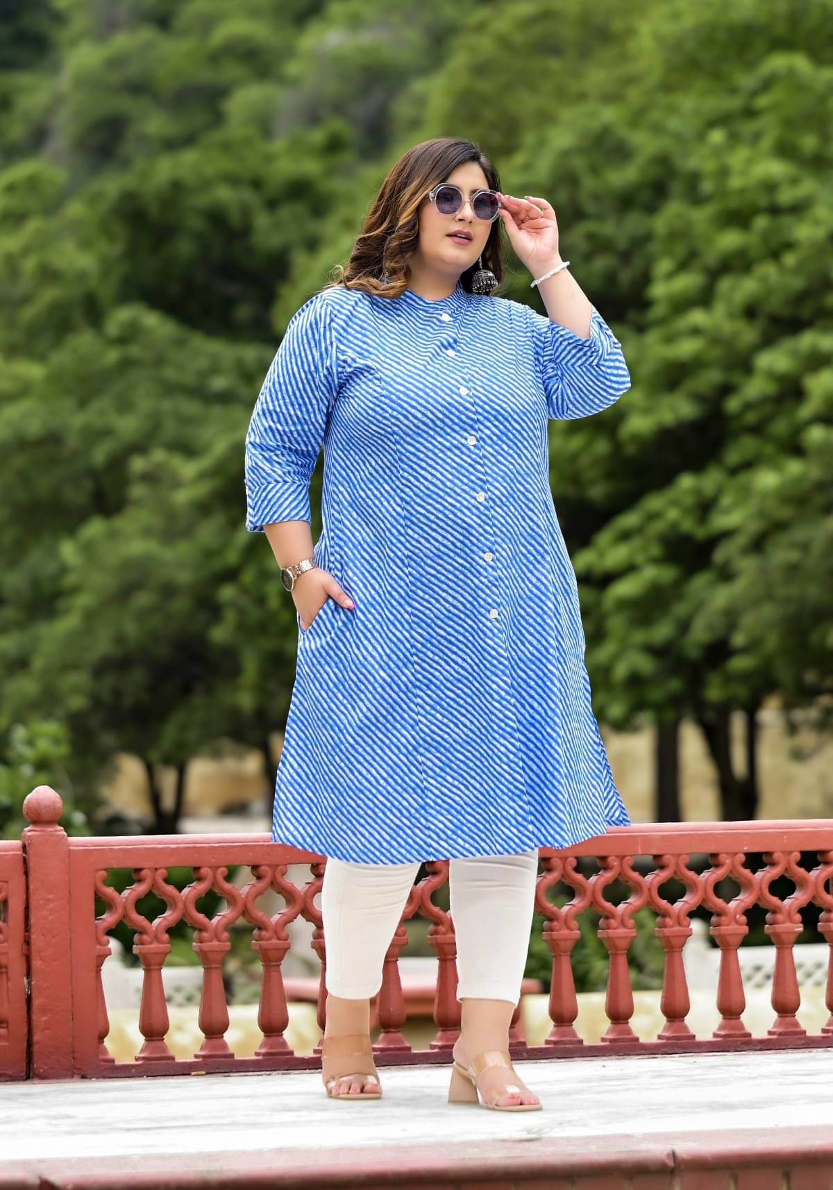     			Ropa De Moda Women Cotton Printed A-line Kurti ( Blue )