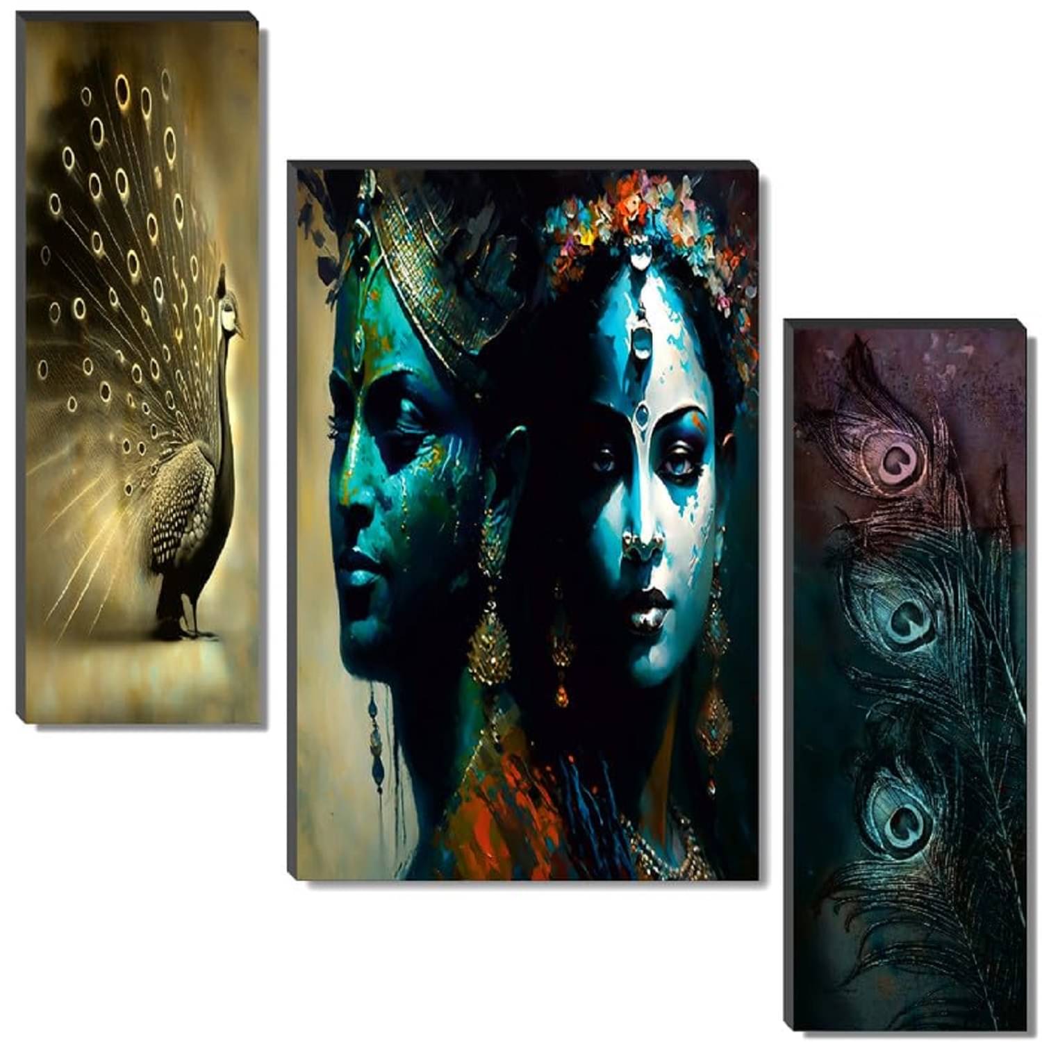 SNDArt Set Of 3 Radha Krishna Wall Paintings For Home Decor Gift Items 12 x 18 inch SNDArt Set Of 3 Radha Krishna Wall Paintings For Home Decor Gift Items 12 x 18 inch
