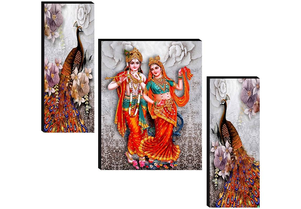     			SNDArt Set Of 3 Radha Krishna Wall Paintings For Home Decor Gift Items 12 x 18 inch