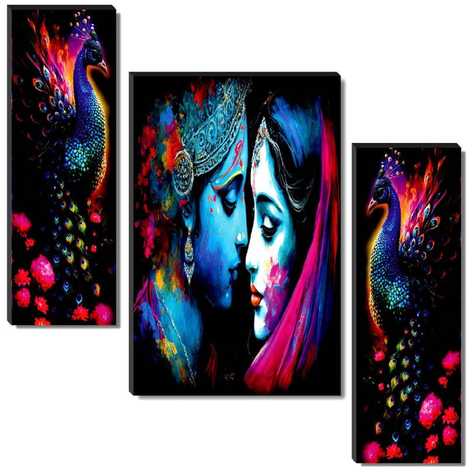 SNDArt Set Of 3 Radha Krishna Wall Paintings For Wall Decor Gift Items 12 x 18 inch SNDArt Set Of 3 Radha Krishna Wall Paintings For Wall Decor Gift Items 12 x 18 inch