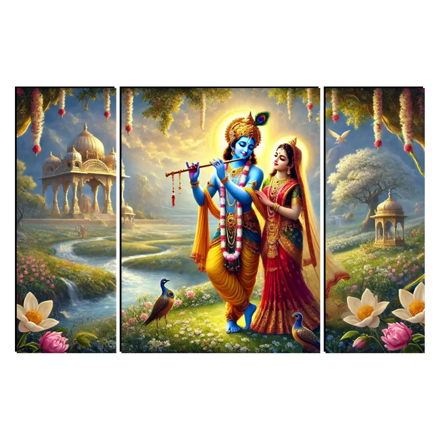     			SNDArt Set Of 3 Radha Krishna Wall Paintings For Wall Decor Gift Items 12 x 18 inch