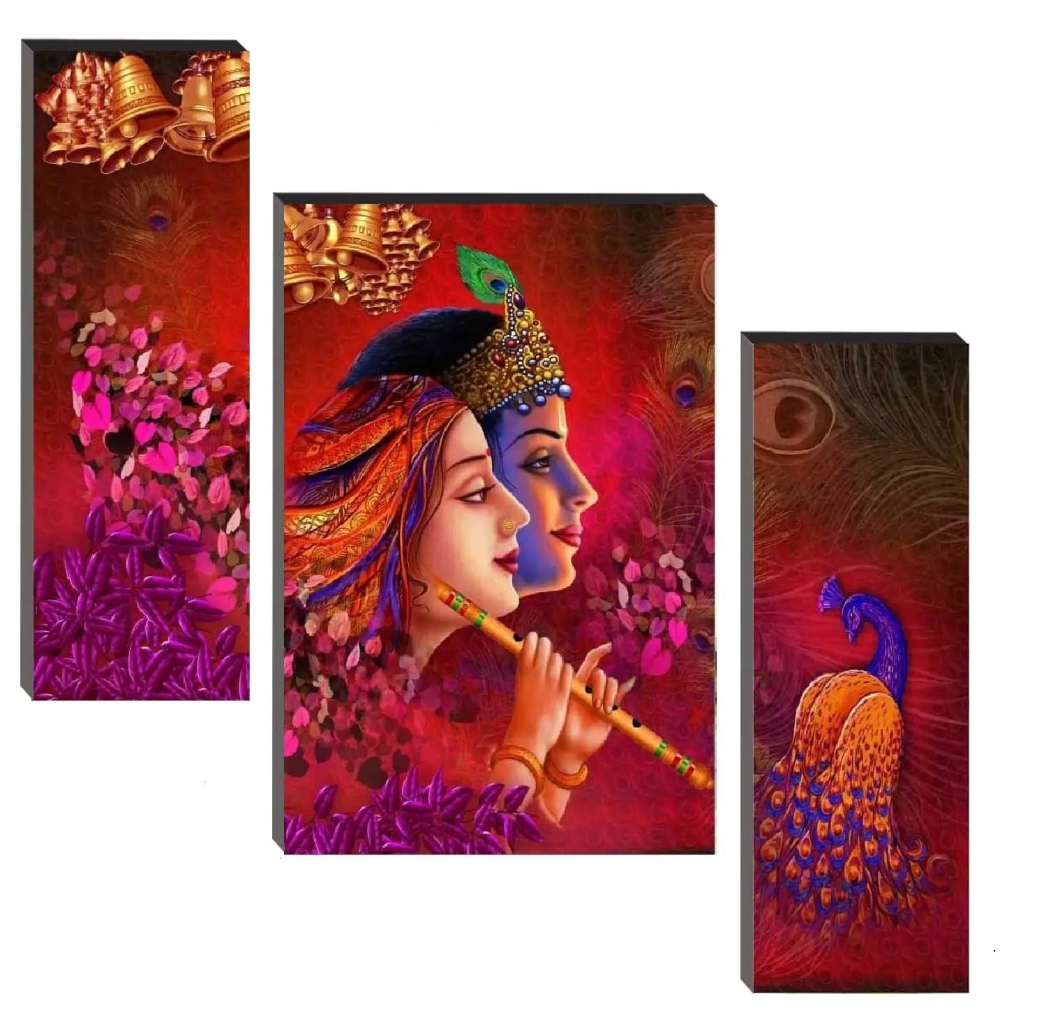     			SNDArt Set Of 3 Radha Krishna Wall Paintings For Wall Decor Gift Items 12 x 18 inch