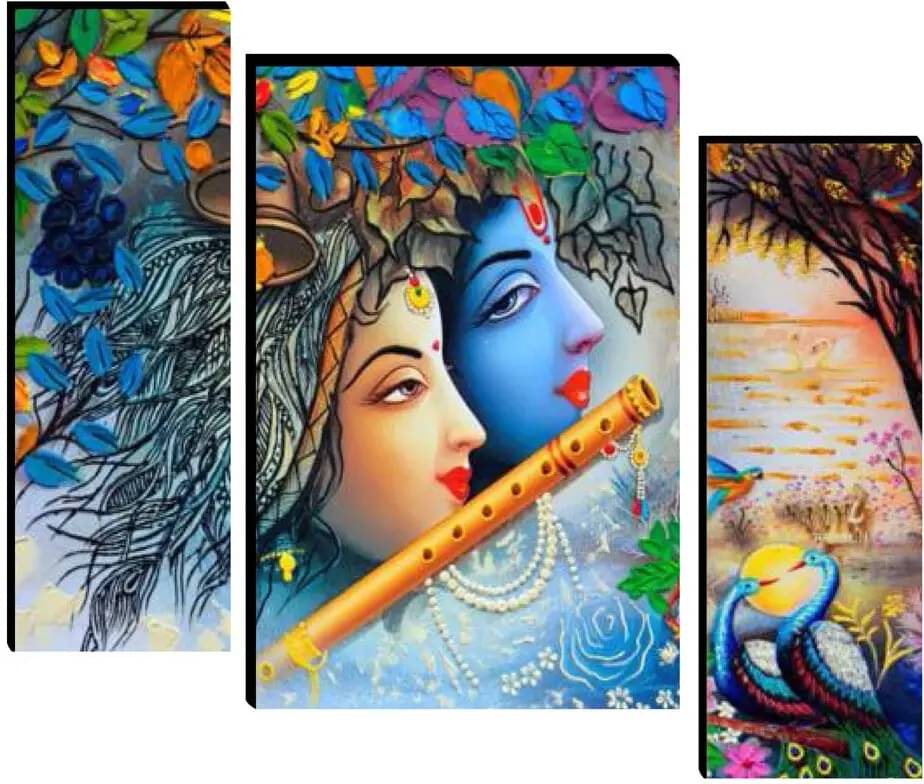     			SNDArt Set Of 3 Radha Krishna Wall Paintings For Wall Decor Gift Items 12 x 18 inch