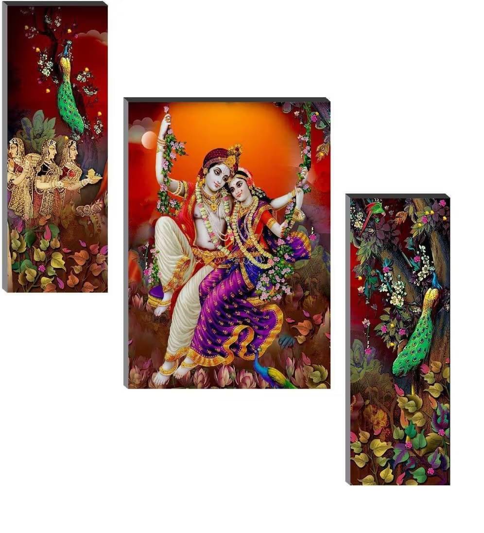     			SNDArt Set Of 3 Radha Krishna Wall Paintings For Home Decor Gift Items 12 x 18 inch