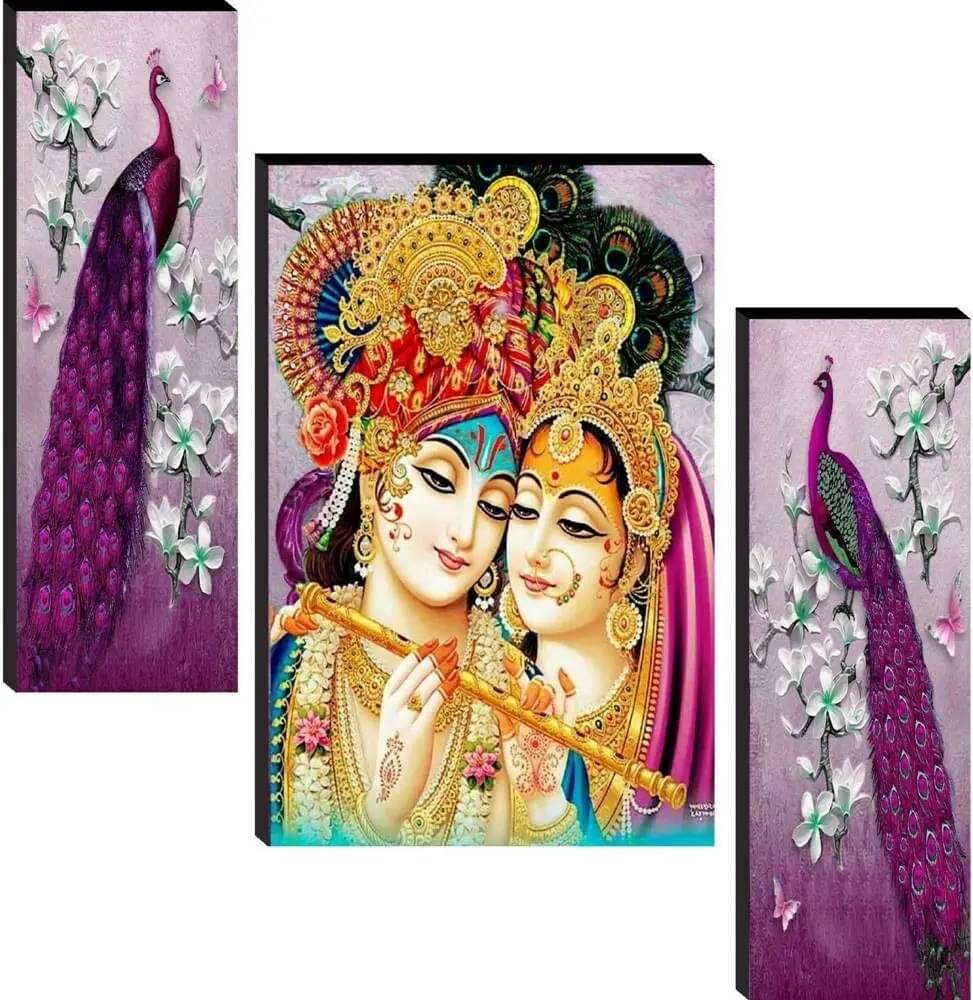 SNDArt Set Of 3 Radha Krishna Wall Paintings For Home Decor Gift Items 12 x 18 inch SNDArt Set Of 3 Radha Krishna Wall Paintings For Home Decor Gift Items 12 x 18 inch