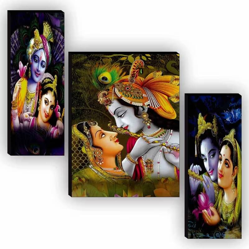 SNDArt Set Of 3 Radha Krishna Wall Paintings For Home Decor Gift Items 12 x 18 inch SNDArt Set Of 3 Radha Krishna Wall Paintings For Home Decor Gift Items 12 x 18 inch