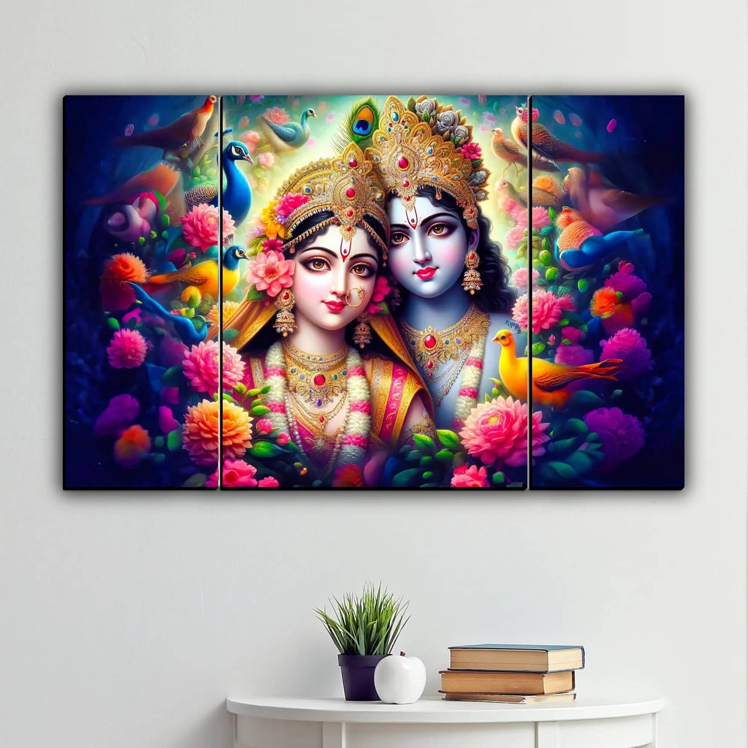 SNDArt Set Of 3 Radha Krishna Wall Paintings For Wall Decor Gift Items 12 x 18 inch SNDArt Set Of 3 Radha Krishna Wall Paintings For Wall Decor Gift Items 12 x 18 inch