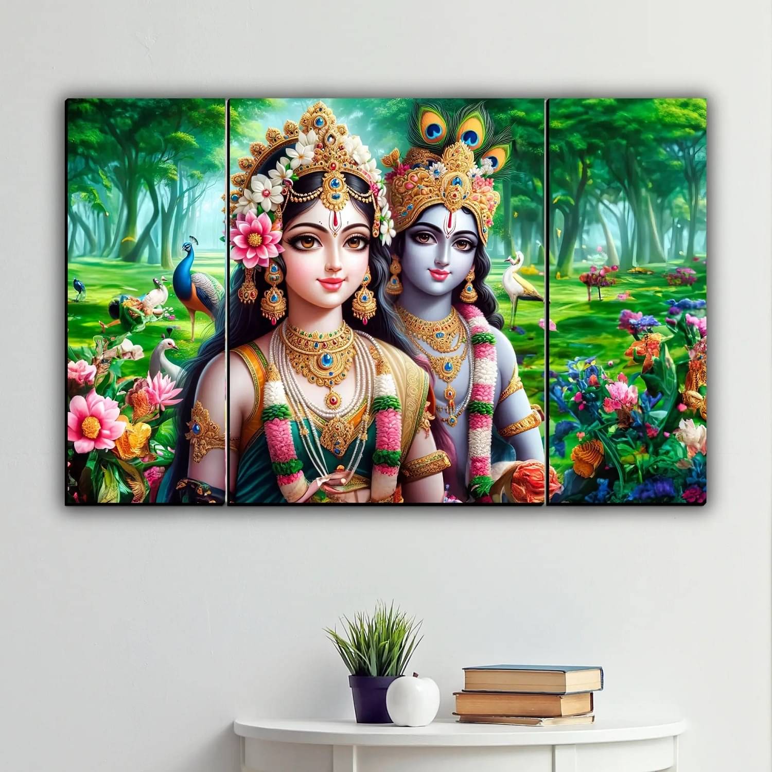     			SNDArt Set Of 3 Radha Krishna Wall Paintings For Wall Decor Gift Items 12 x 18 inch