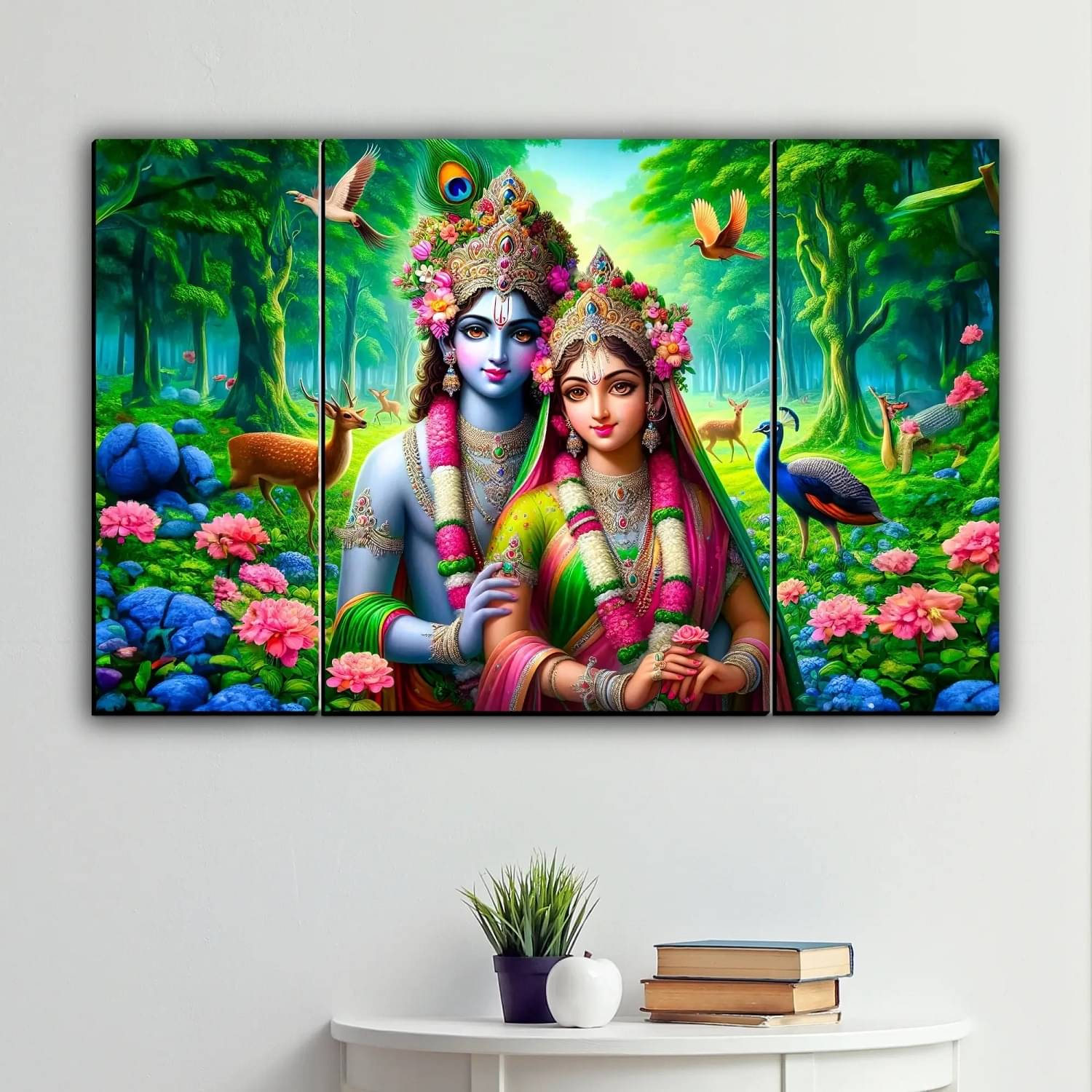    			SNDArt Set Of 3 Radha Krishna Wall Paintings For Wall Decor Gift Items 12 x 18 inch