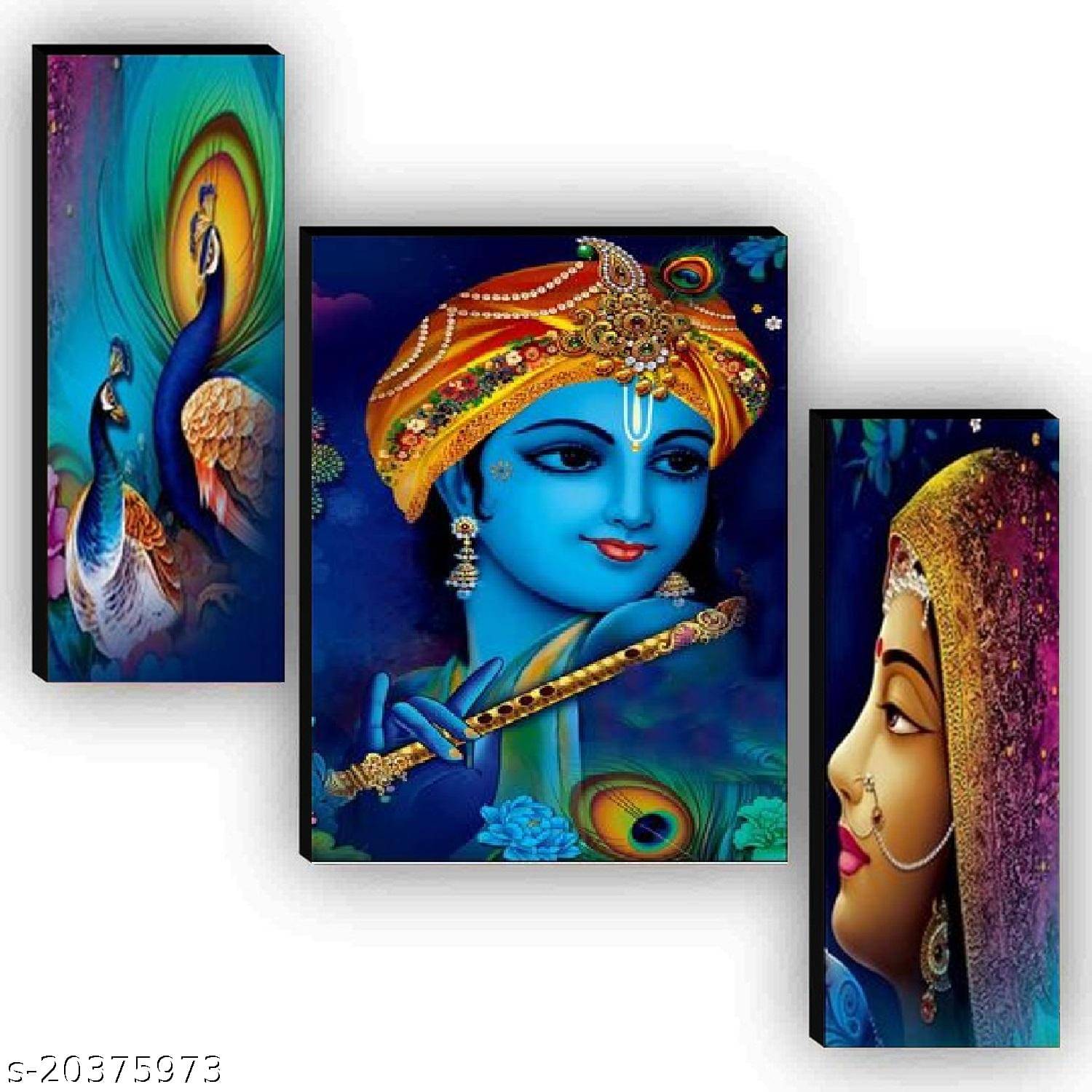     			SNDArt Set Of 3 Radha Krishna Wall Paintings For Home Decor Gift Items 12 x 18 inch