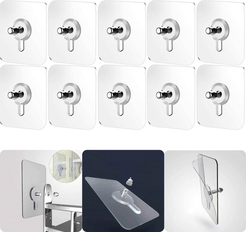 Sansuka Wall Hooks Adhesive No Drilling Waterproof for Home Kitchen Bathroom (Pack of 10) Sansuka Wall Hooks Adhesive No Drilling Waterproof for Home Kitchen Bathroom (Pack of 10)