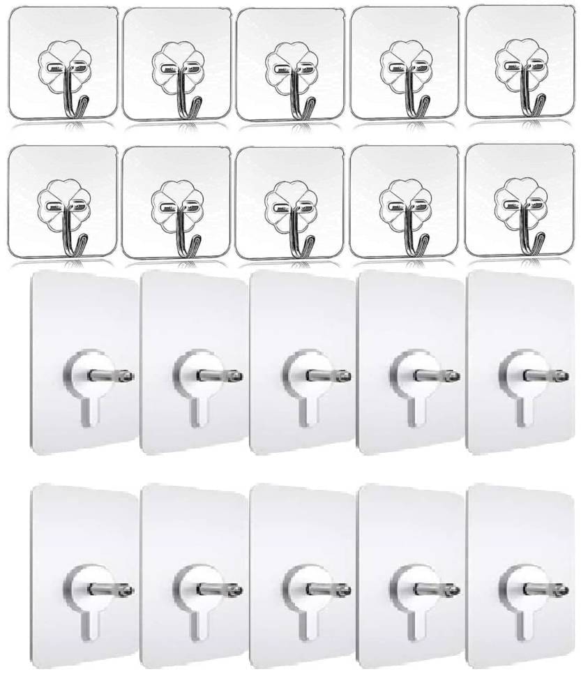 Sansuka Wall Hooks Adhesive No Drilling Waterproof for Home Kitchen Bathroom (Pack of 20)     			Sansuka Wall Hooks Adhesive No Drilling Waterproof for Home Kitchen Bathroom (Pack of 20)