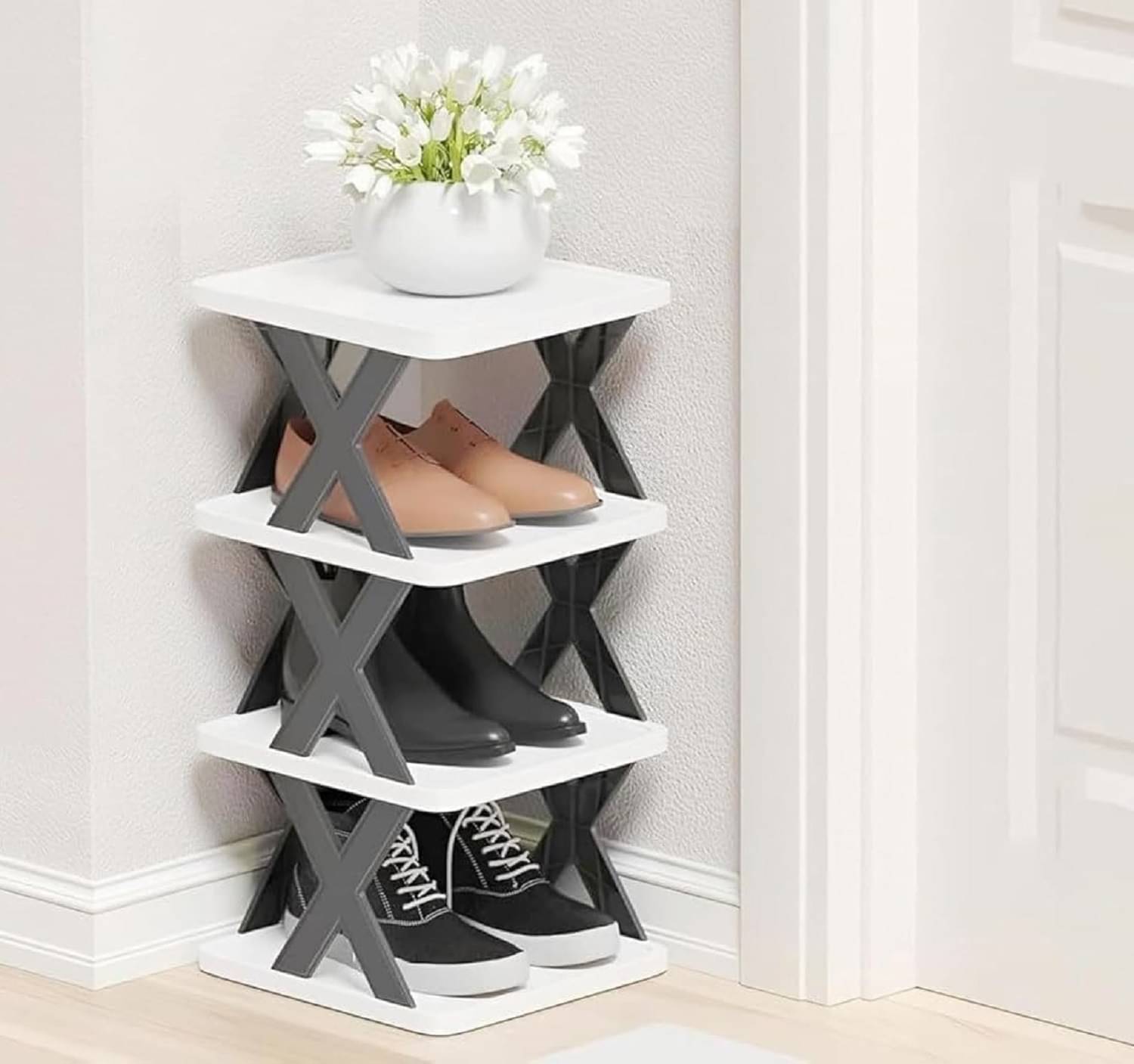     			Shopeleven Layer Shoe Rack, Stackable Storage Organizer for Bedroom entryway Adjustable Rack Slots Shelf Easy Footwear Shoes Home Stand Rack,Stackable entryway (4 Layer)