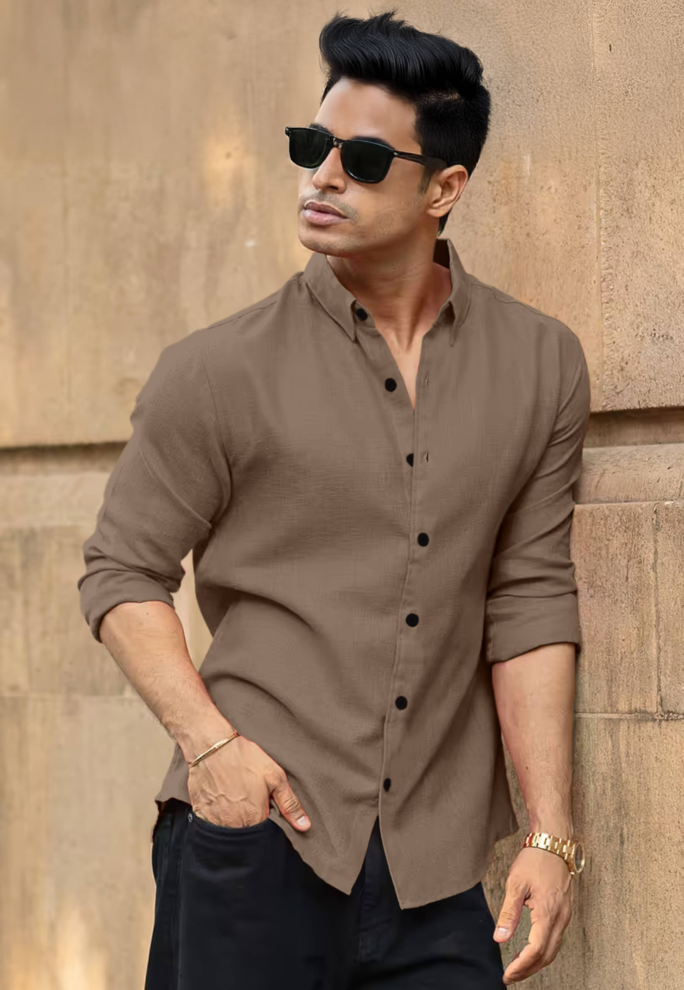     			Silver Linen Regular Fit Solids Full Sleeves Men's Casual Shirt - Cream ( Pack of 1 )