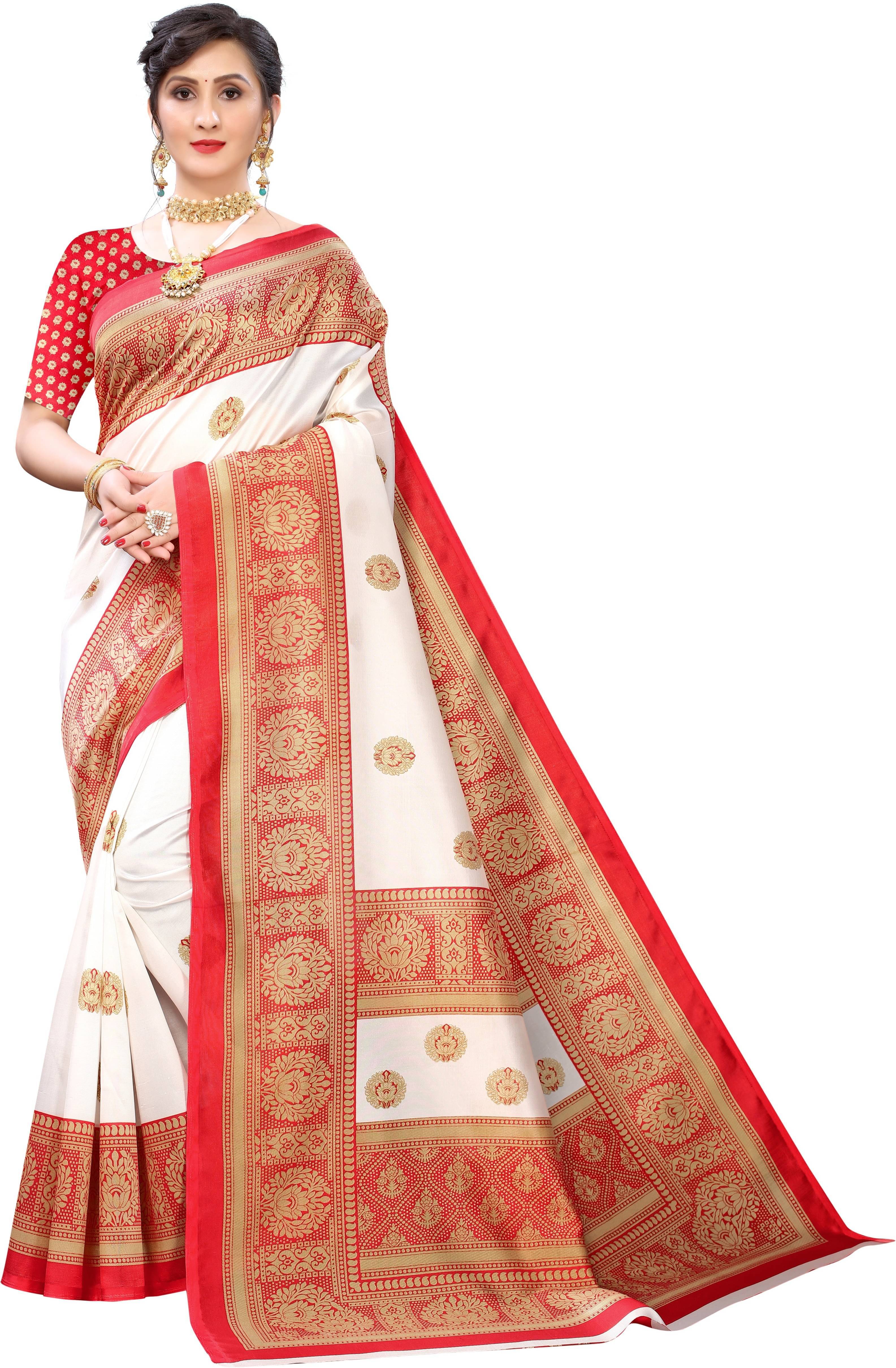 Suali Art Silk Printed Saree With Unstitched Blouse Piece ( Red ) Suali Art Silk Printed Saree With Unstitched Blouse Piece ( Red )