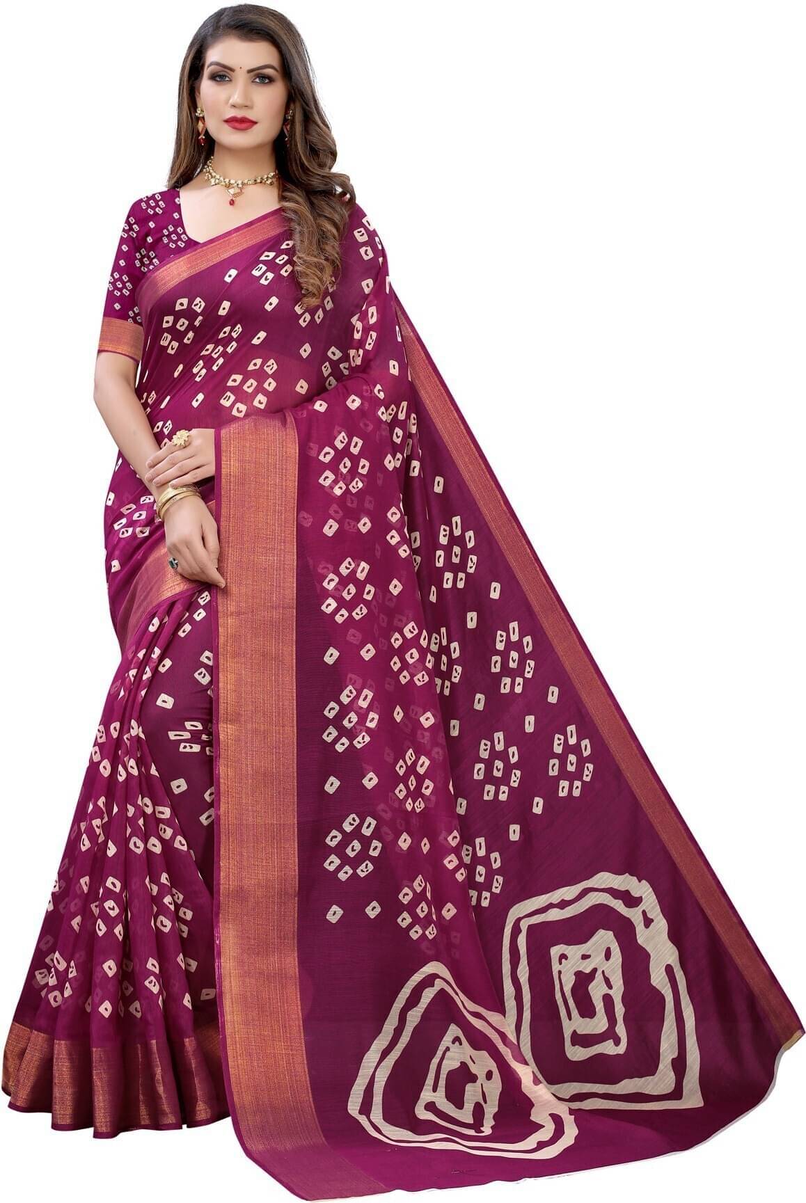     			Suali Cotton Silk Applique Saree With Unstitched Blouse Piece ( Purple )