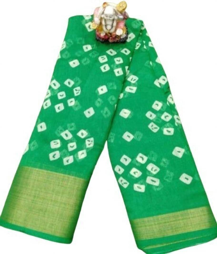     			Suali Cotton Silk Applique Saree With Unstitched Blouse Piece ( Green )