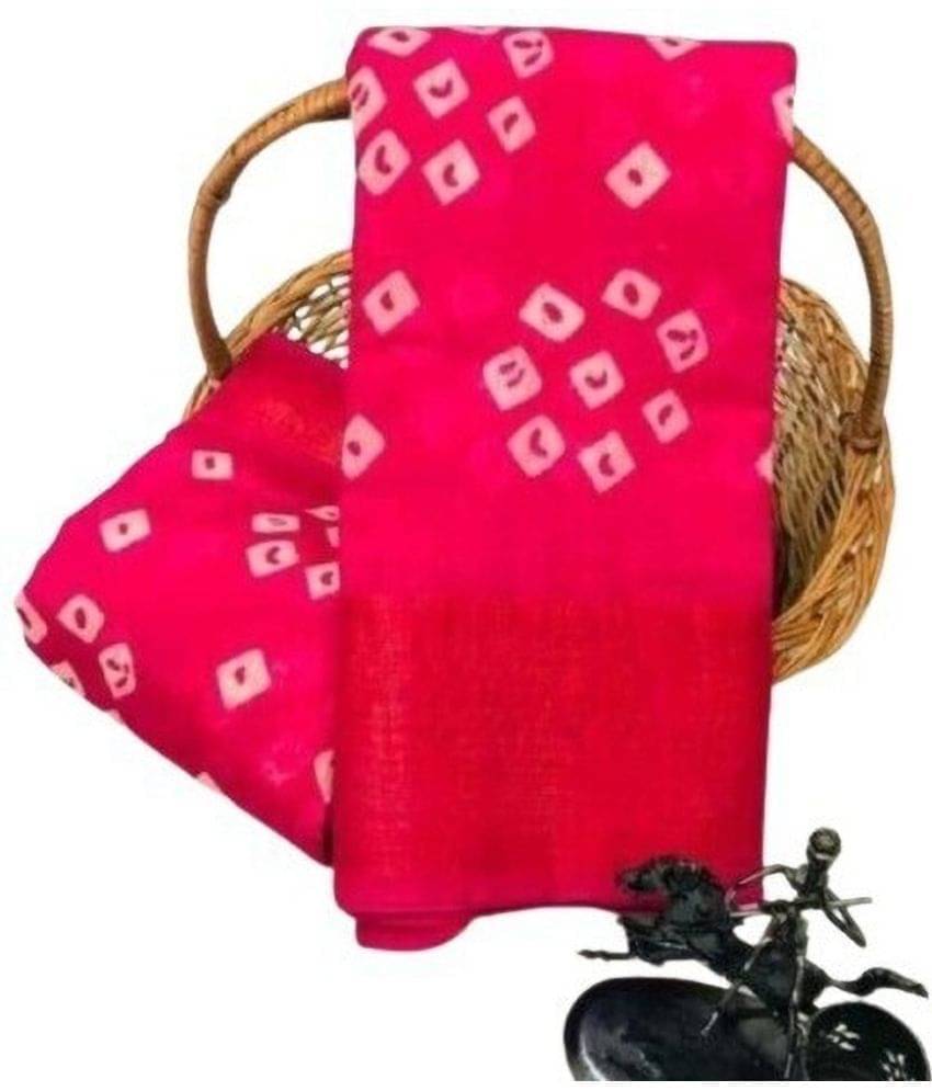     			Suali Cotton Silk Applique Saree With Unstitched Blouse Piece ( Pink )